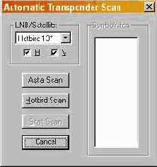 Диалоговое окно Automatic Transponder Scan (Автоматическое транспондерное сканирование)